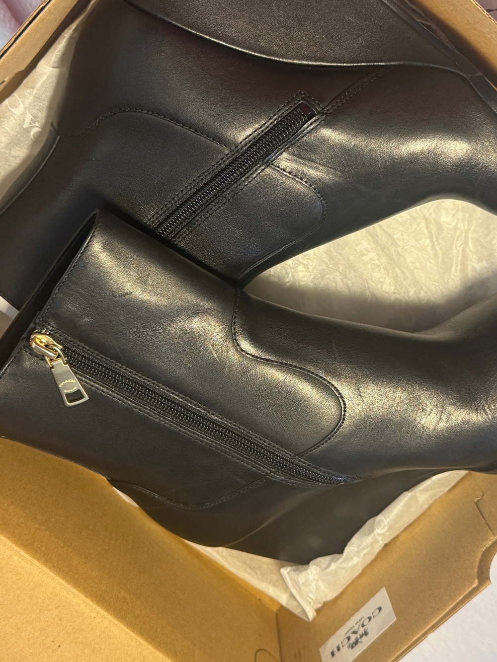 Coach Josephine Leather Wedge Bootie Black
